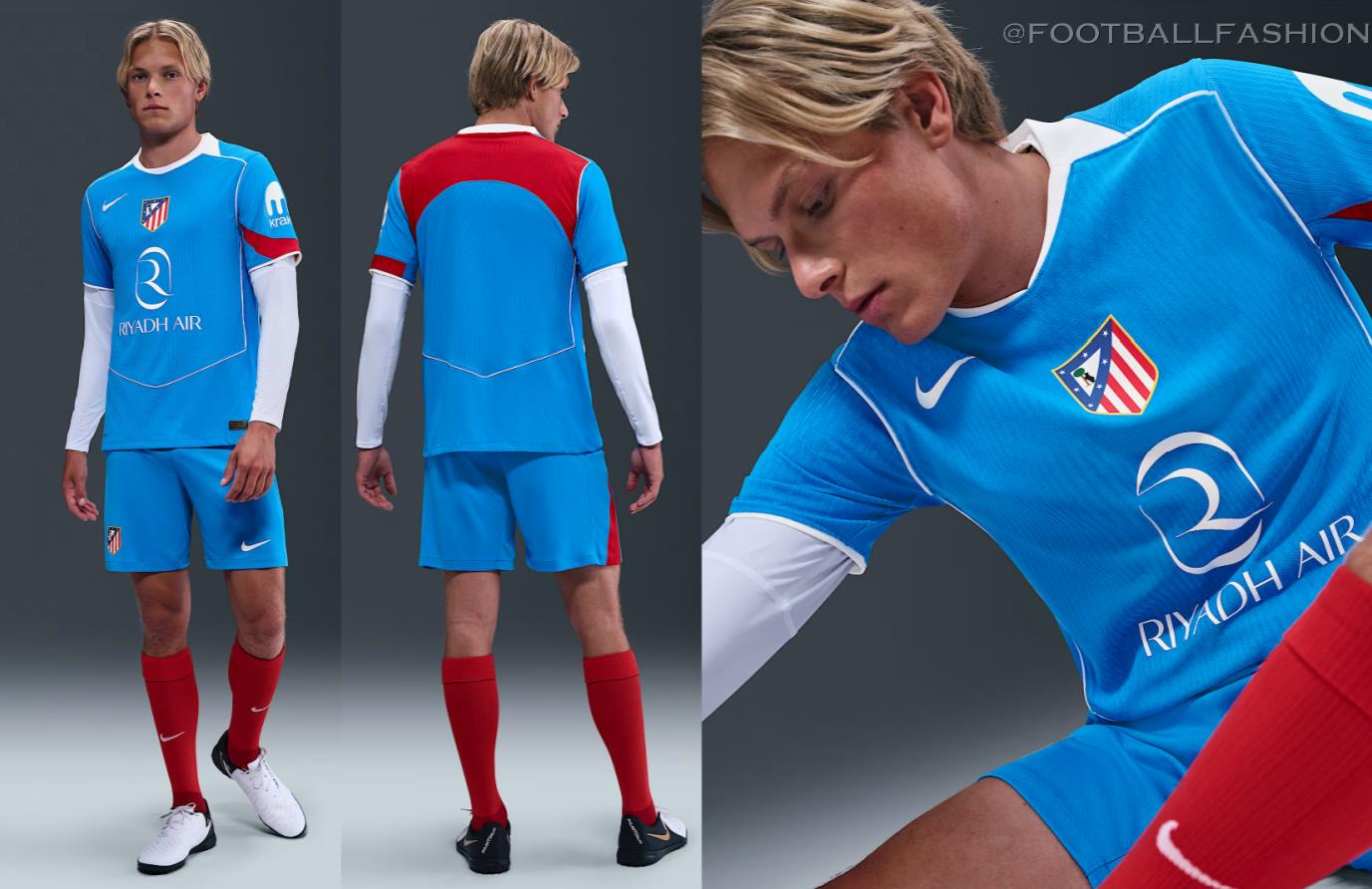 Camiseta Atlético Madrid 2025 tercera equipación Nike Total 90 azul rojo blanco