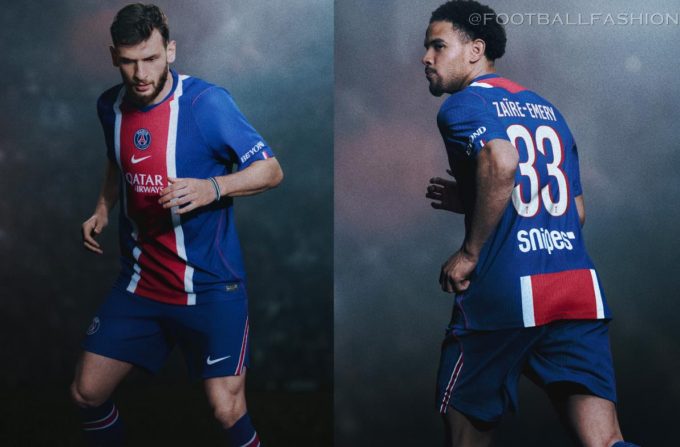 PSG 2026/27 Nike home jersey showing royal blue base and central red stripe