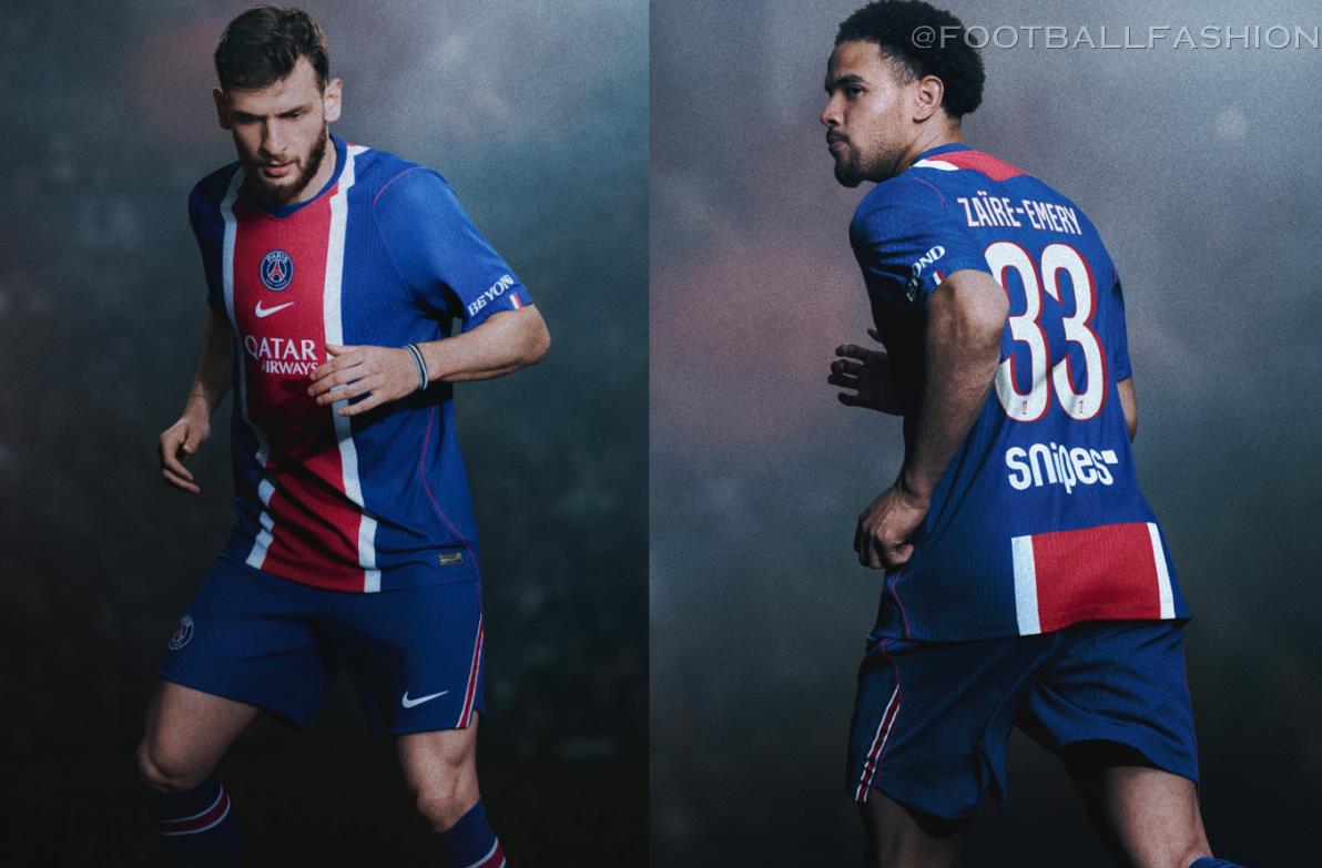 PSG 2026/27 Nike home jersey showing royal blue base and central red stripe