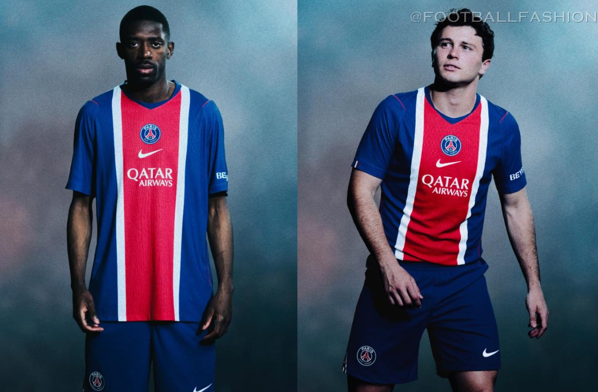 PSG 2026/27 Nike home jersey showing royal blue base and central red stripe
