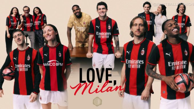 The new PUMA AC Milan 2026/27 jersey showcasing the classic wide red and black stripes on the front and back.