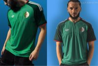 Front view of the official Algeria 2026 away jersey by adidas featuring the national crest and tonal green stripes.