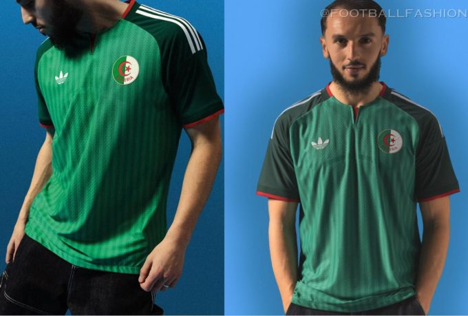 Front view of the official Algeria 2026 away jersey by adidas featuring the national crest and tonal green stripes.