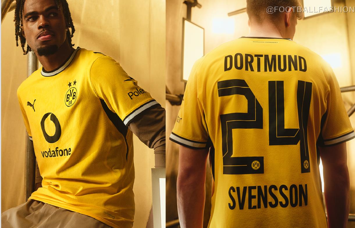 The new Borussia Dortmund 2026/27 Jersey featuring a yellow structural pattern inspired by the Minister Stein colliery and Dortmunder U.