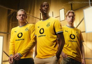 The new Borussia Dortmund 2026/27 Jersey featuring a yellow structural pattern inspired by the Minister Stein colliery and Dortmunder U.