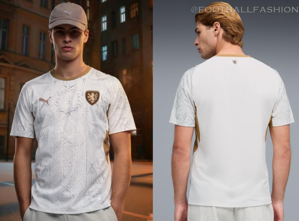 Czechia 2026 PUMA away jersey with gold collar and lion crest badge