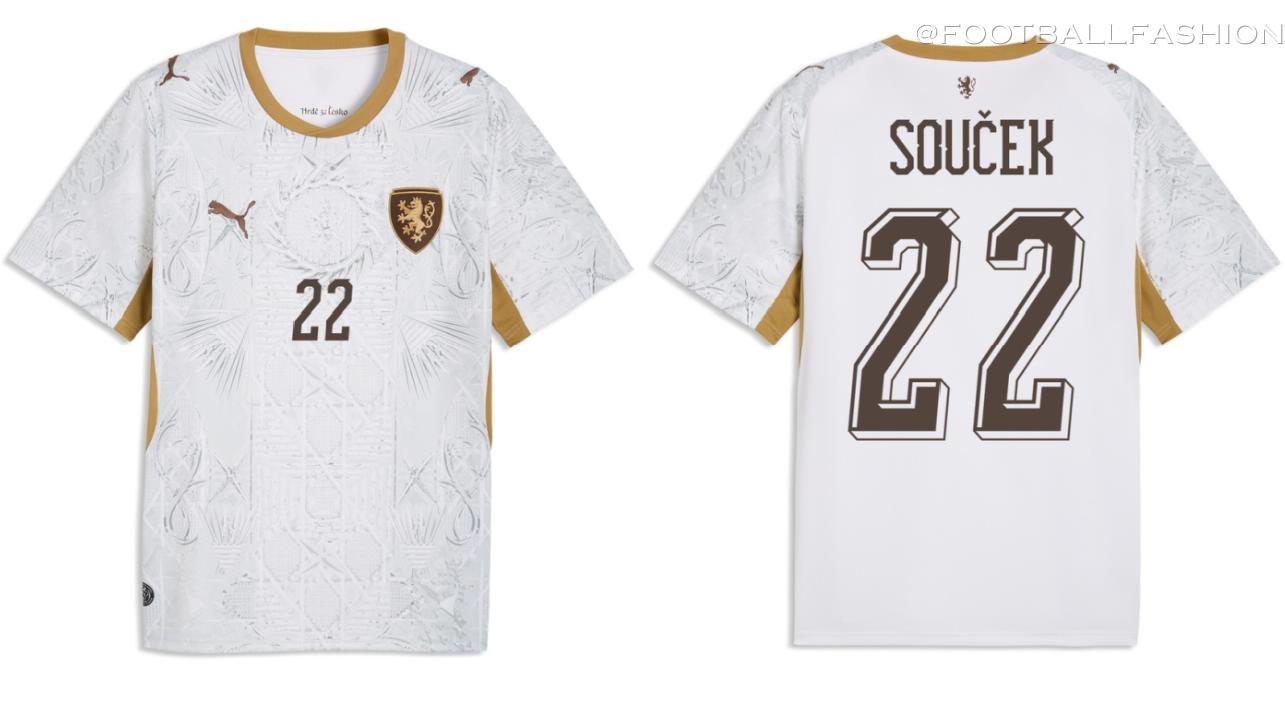 Czechia 2026 PUMA away jersey with gold collar and lion crest badge