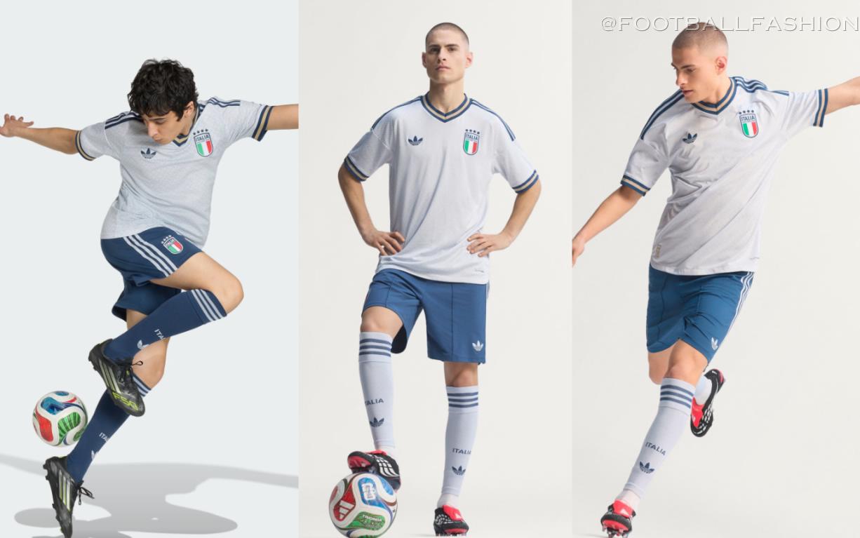 Italy 2026/27 Jersey by adidas featuring a light grey-white base with an all-over geometric monogram pattern