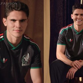 Front view of the Mexico 2026 World Cup Jersey showing the tonal MX pattern and V-neck collar design.