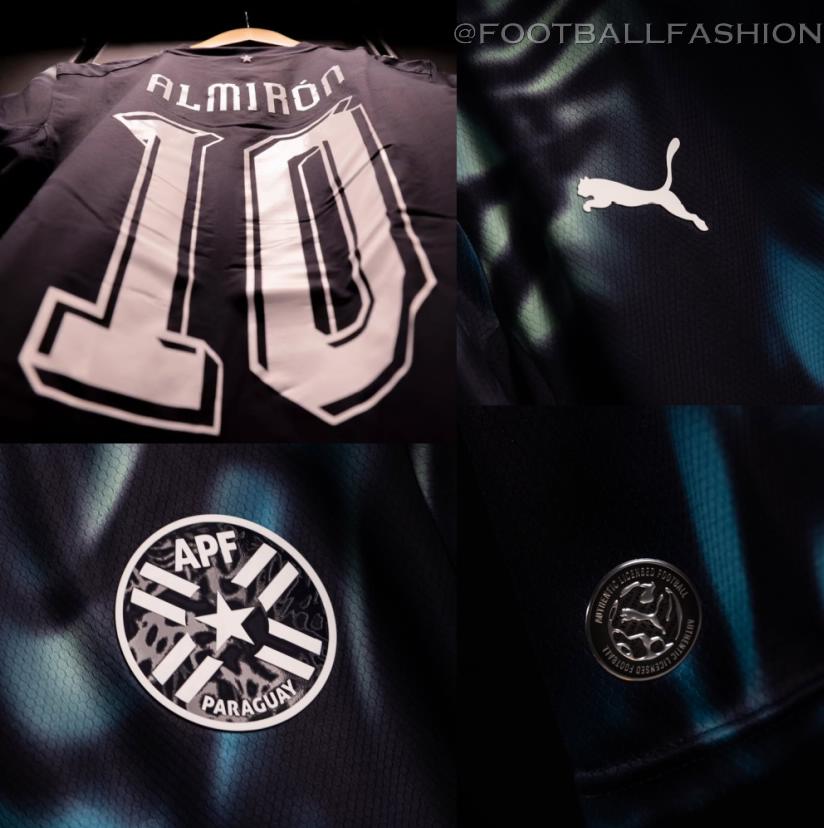 Paraguay World Cup 2026 Jersey away kit by PUMA featuring teal abstract terrain graphics