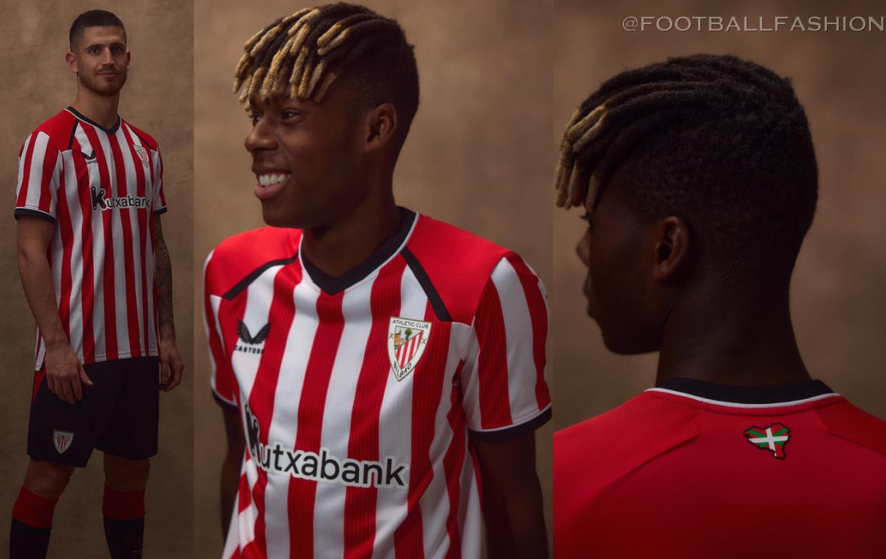Athletic Club 2026/27 Jersey home kit by Castore featuring a seven-stripe design.