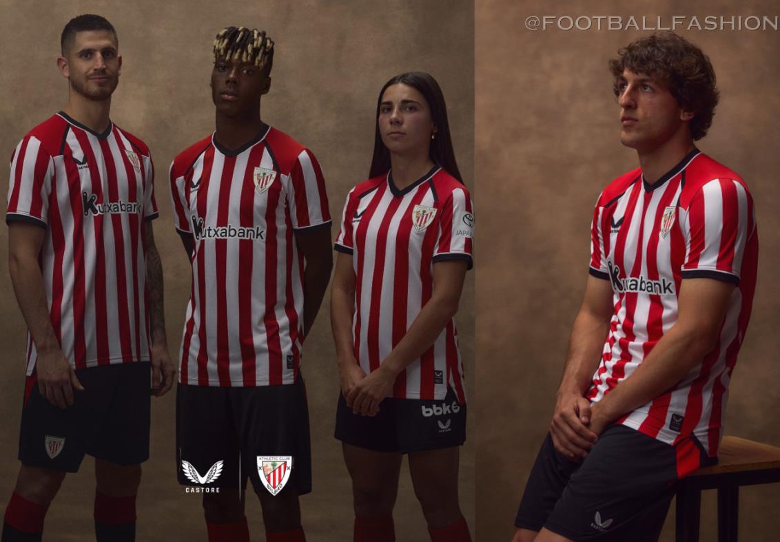 Athletic Club 2026/27 Jersey home kit by Castore featuring a seven-stripe design.