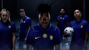 Blue Nike Chelsea 2026/27 jersey featuring a button-down collar and refreshed club crest