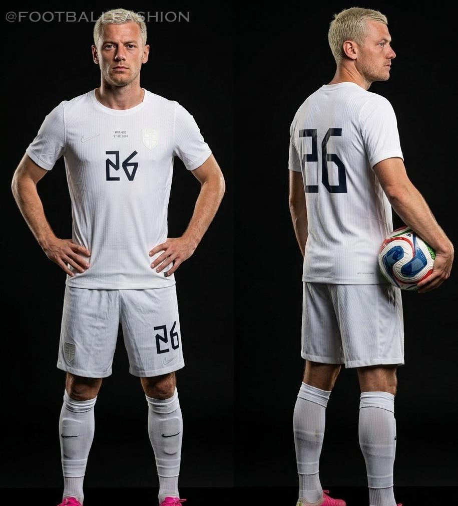 Nike Norway 2026/27 third kit jersey in all-white with platinum detailing featuring a textured fabric design and side panels.