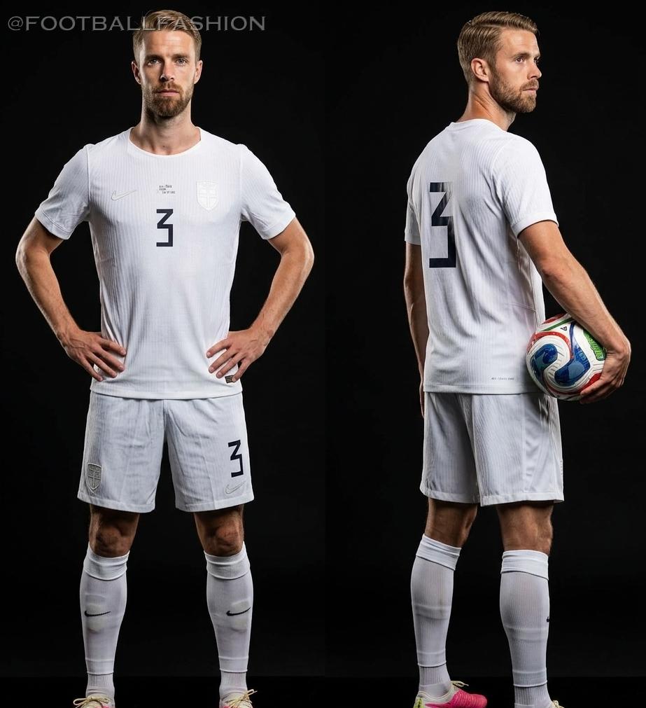 Nike Norway 2026/27 third kit jersey in all-white with platinum detailing featuring a textured fabric design and side panels.