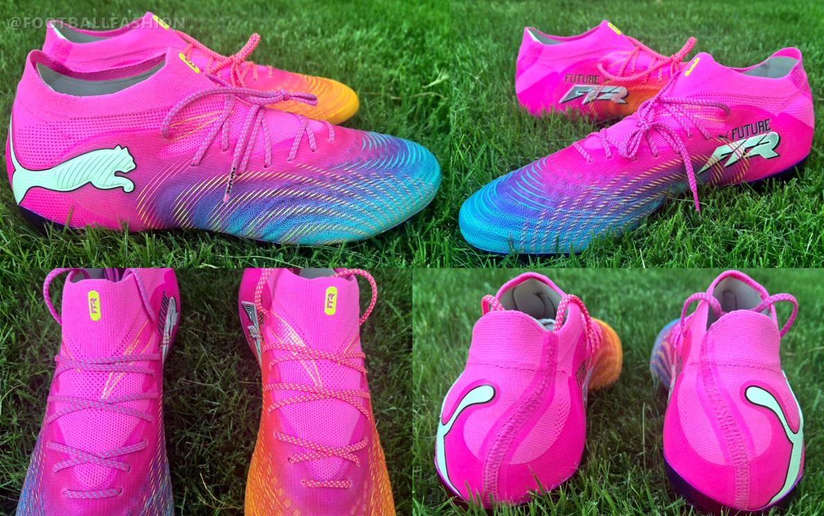 PUMA FUTURE 9 ULTIMATE FG soccer cleats in Poison Pink-Sun Stream-Bright Aqua-PUMA White SHOWTIME PACK colorway
