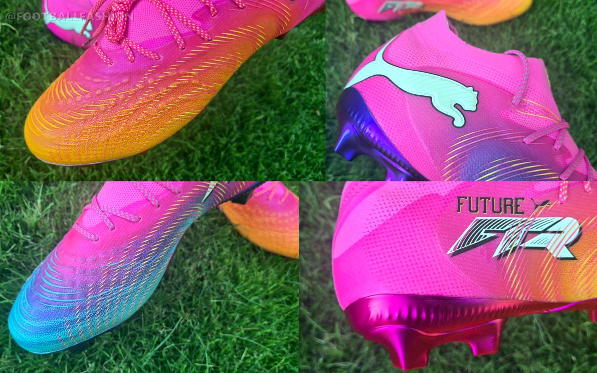 PUMA FUTURE 9 ULTIMATE FG soccer cleats in Poison Pink-Sun Stream-Bright Aqua-PUMA White SHOWTIME PACK colorway