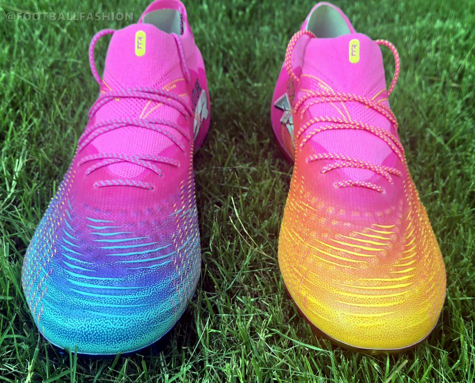 PUMA FUTURE 9 ULTIMATE FG soccer cleats in Poison Pink-Sun Stream-Bright Aqua-PUMA White SHOWTIME PACK colorway
