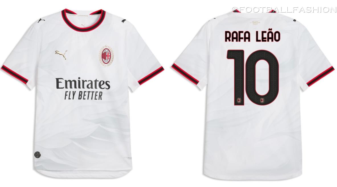 AC Milan 2026/27 Away Jersey by PUMA featuring a gold laurel wreath around the club crest and classic white fabric.