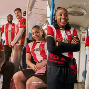 Brentford Football Club 2026/27 Jersey by Joma featuring classic red and white stripes with honey yellow details.