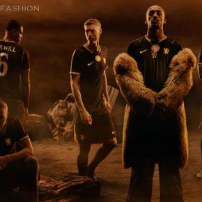 The Chelsea Football Club 2026/27 Nike away jersey featuring a black base with Midwest Gold shoulder ribs, round neck trim, and sleeve cuffs.