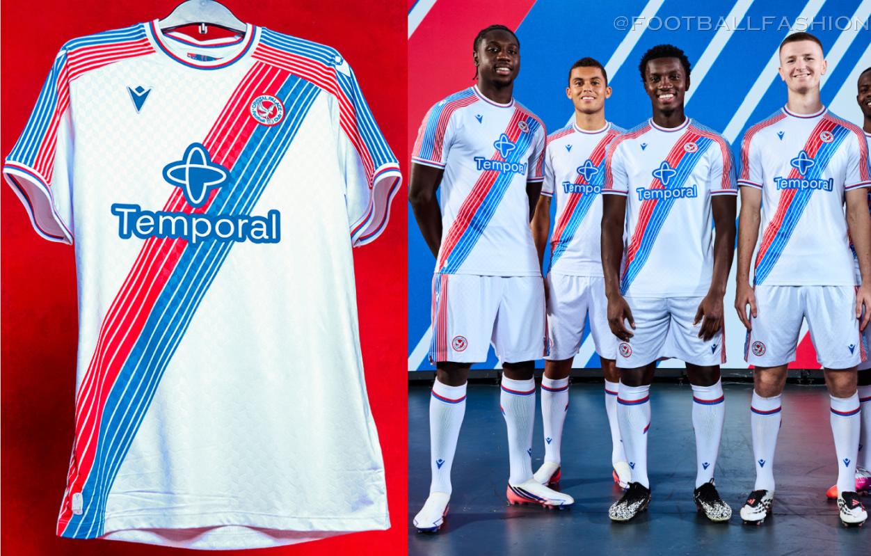 Crystal Palace Football Club 2026/27 Jersey home kit by Macron featuring the iconic red and blue diagonal sash on a white base.