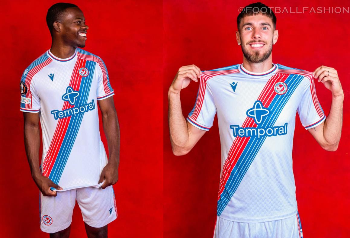Crystal Palace Football Club 2026/27 Jersey home kit by Macron featuring the iconic red and blue diagonal sash on a white base.