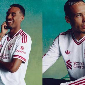 Liverpool FC 2026/27 Jersey white adidas away shirt with red and grey details and Trefoil logo