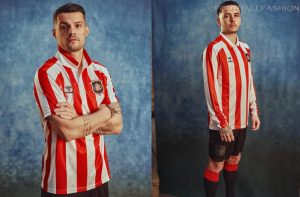 The new hummel Sunderland 2026/27 home kit featuring a shielded SAFC crest and shoulder chevrons.