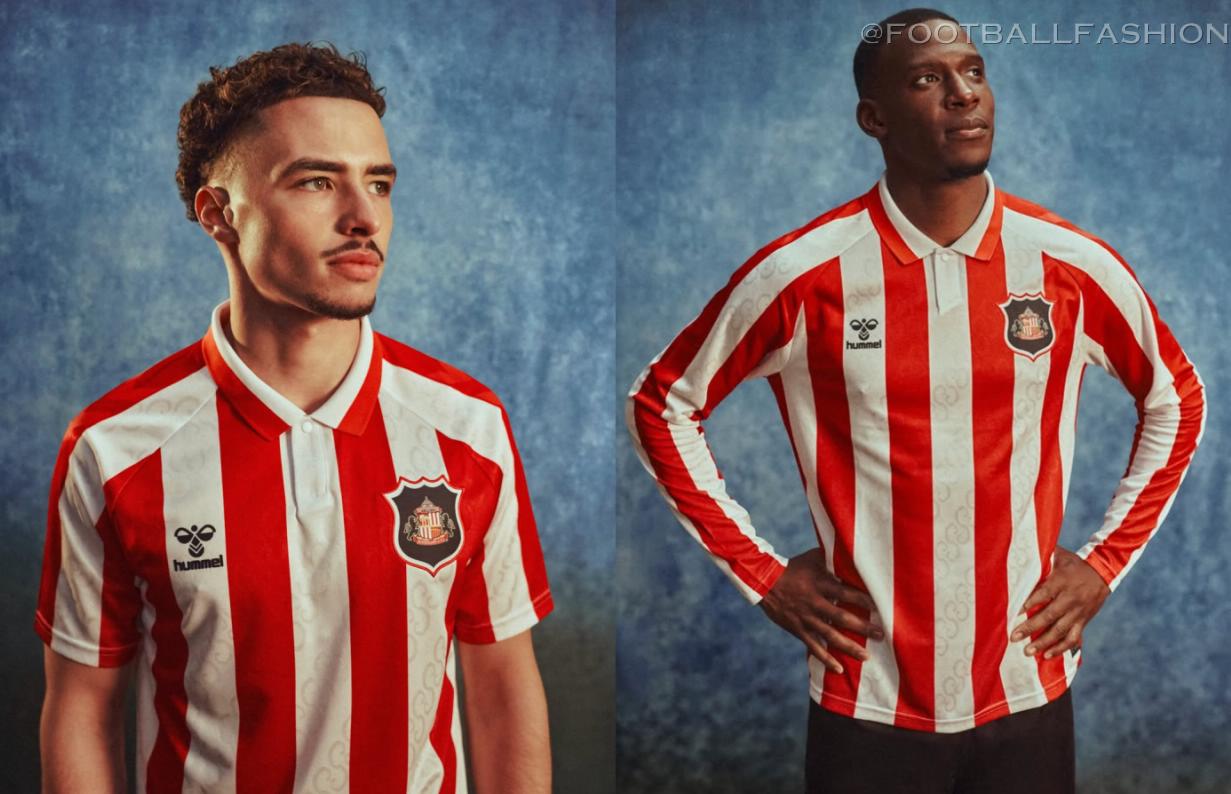 The new hummel Sunderland 2026/27 home kit featuring a shielded SAFC crest and shoulder chevrons.