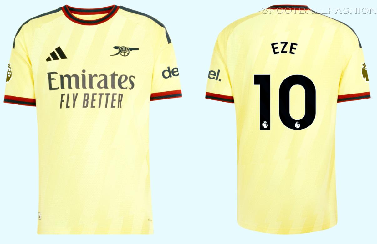 Arsenal Football Club 2026/27 Jersey by adidas featuring a yellow base with engineered lightning graphics and navy cannon crest.