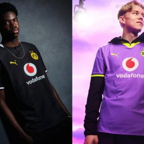 Borussia Dortmund 2026/27 kit featuring the all-black away shirt and bright purple third shirt by PUMA.