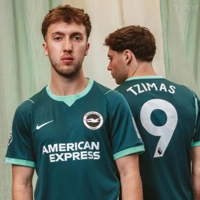 Brighton & Hove Albion 2026/27 Third jersey in deep teal with hyper turq accents and white embroidered Nike swoosh.