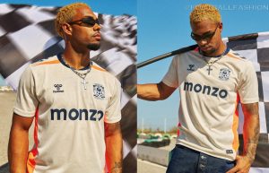 Coventry City 2026/27 jersey away kit featuring off-white fabric with hot coral side panels and navy accents