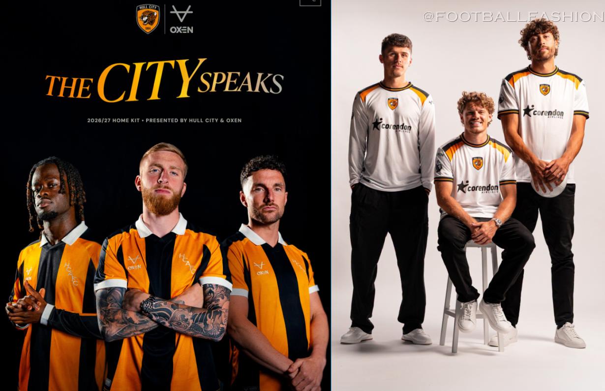 Hull City AFC 2026/27 jersey home and away kits by Oxen