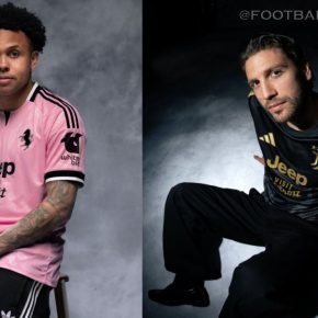 adidas Juventus 2026 kit featuring the pink away jersey and black third shirt