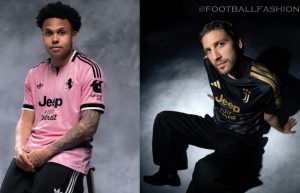 adidas Juventus 2026 kit featuring the pink away jersey and black third shirt