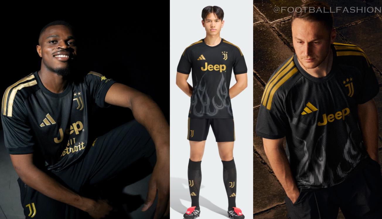 adidas Juventus 2026 kit featuring the pink away jersey and black third shirt