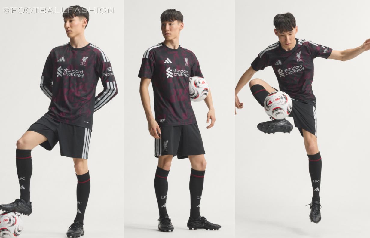 Liverpool 2026/27 adidas third kit in black with maroon and silver detailing