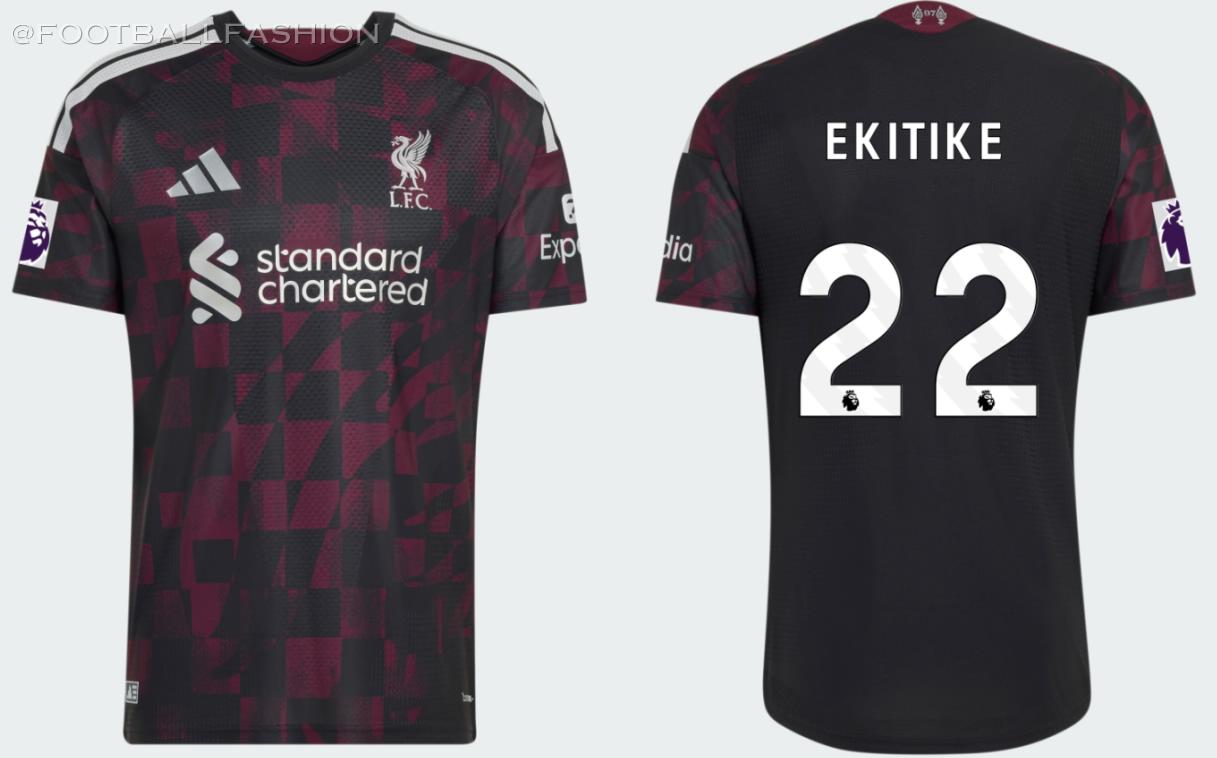 Liverpool 2026/27 adidas third kit in black with maroon and silver detailing