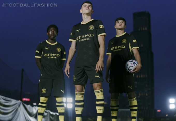 Manchester City 2026/27 away jersey by PUMA with black and yellow Manchester bee pattern