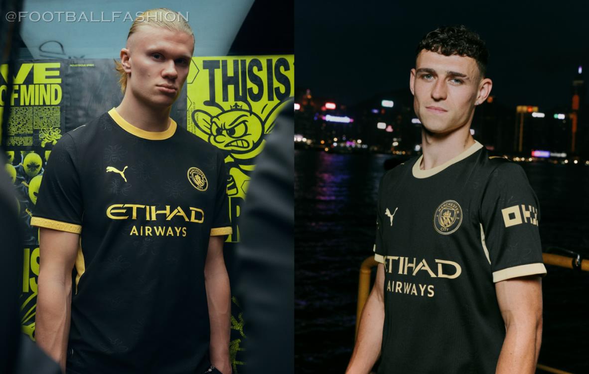 Manchester City 2026/27 away jersey by PUMA with black and yellow Manchester bee pattern