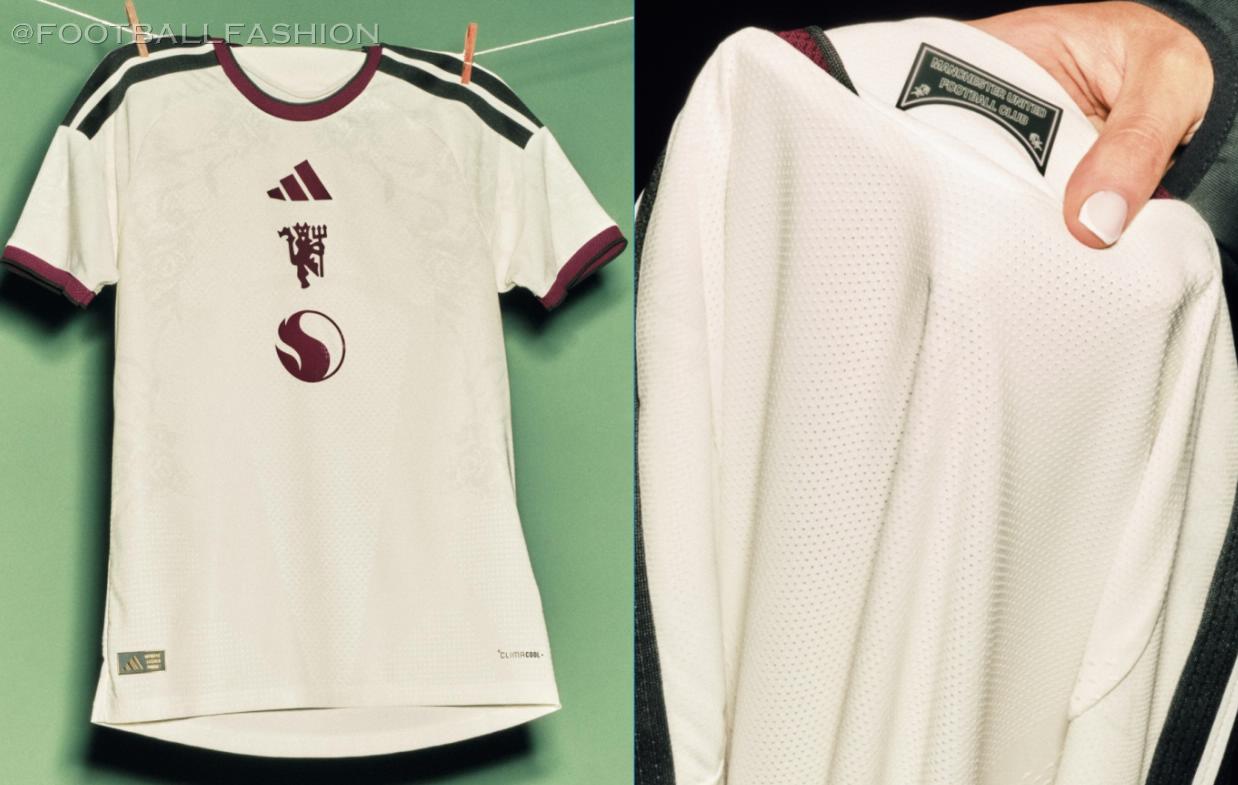 Manchester United 2026/27 adidas third kit ivory jersey with rose pattern