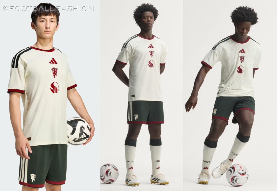 Manchester United 2026/27 adidas third kit ivory jersey with rose pattern