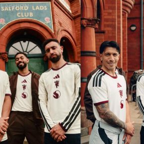 Manchester United 2026/27 adidas third kit ivory jersey with rose pattern