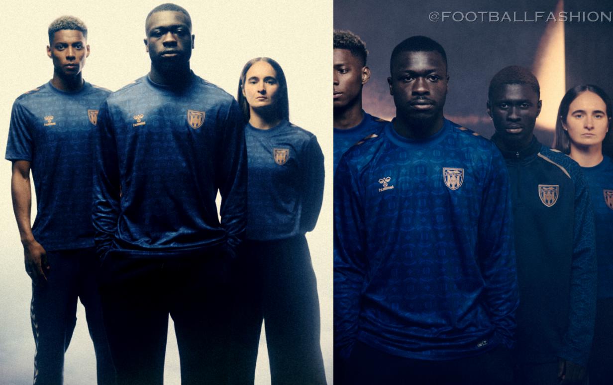 Sunderland AFC 2026/27 hummel third kit jersey with blue stained-glass pattern and copper ship crest