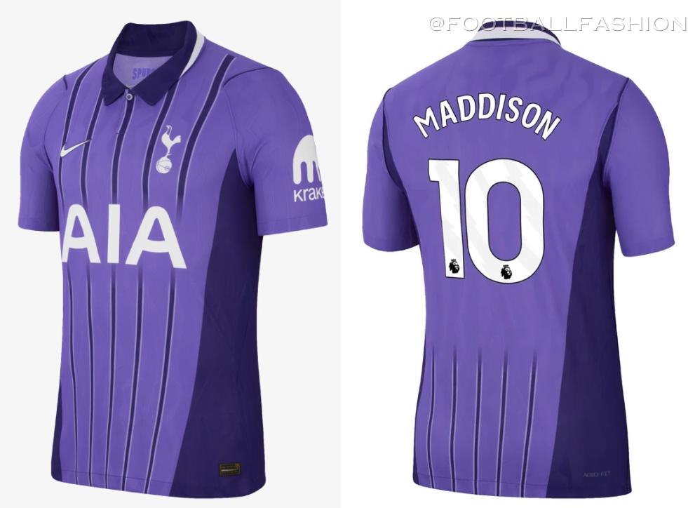 Tottenham 2026/27 kit Nike third jersey in purple with dark purple pinstripes and polo collar