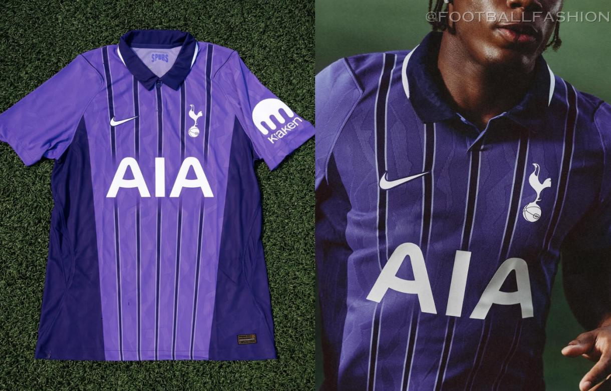 Tottenham 2026/27 kit Nike third jersey in purple with dark purple pinstripes and polo collar