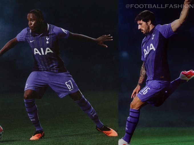 Tottenham 2026/27 kit Nike third jersey in purple with dark purple pinstripes and polo collar
