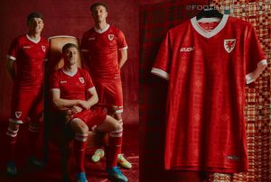 The official Wales 2026/28 home jersey by SUDU in iconic Welsh red with an embossed tapestry pattern.